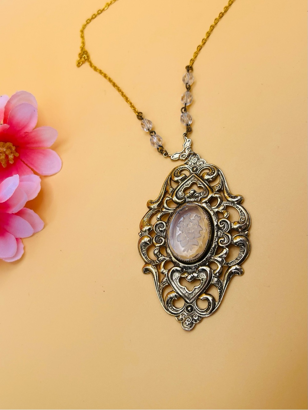Victorian revival reversed cameo Pendant necklace